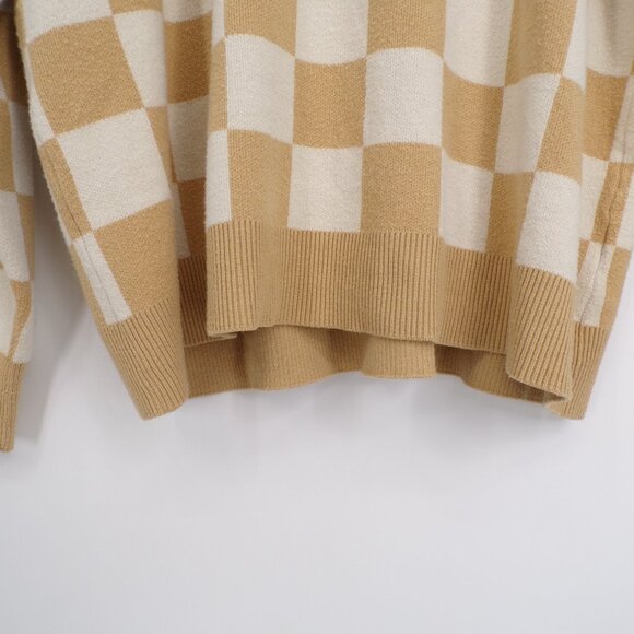 Show Me Your MuMu Sweater Beige Check Knit Pullover Crew Neck Women's Size Small - Picture 5 of 14